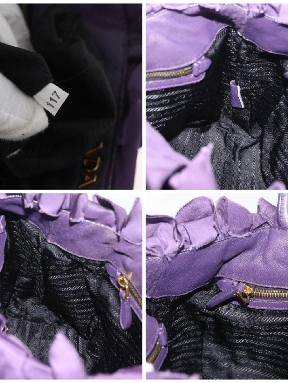 PRADA Hand Bag Nylon Leather Purple Gold Auth 173998 - Picture 15 of 15